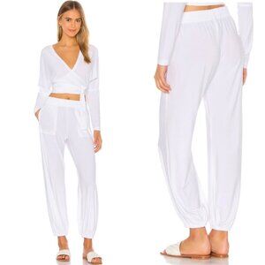 NWT Norma Kamali Boyfriend Puff Pull On Jogger Pants Minimalist White New Medium
